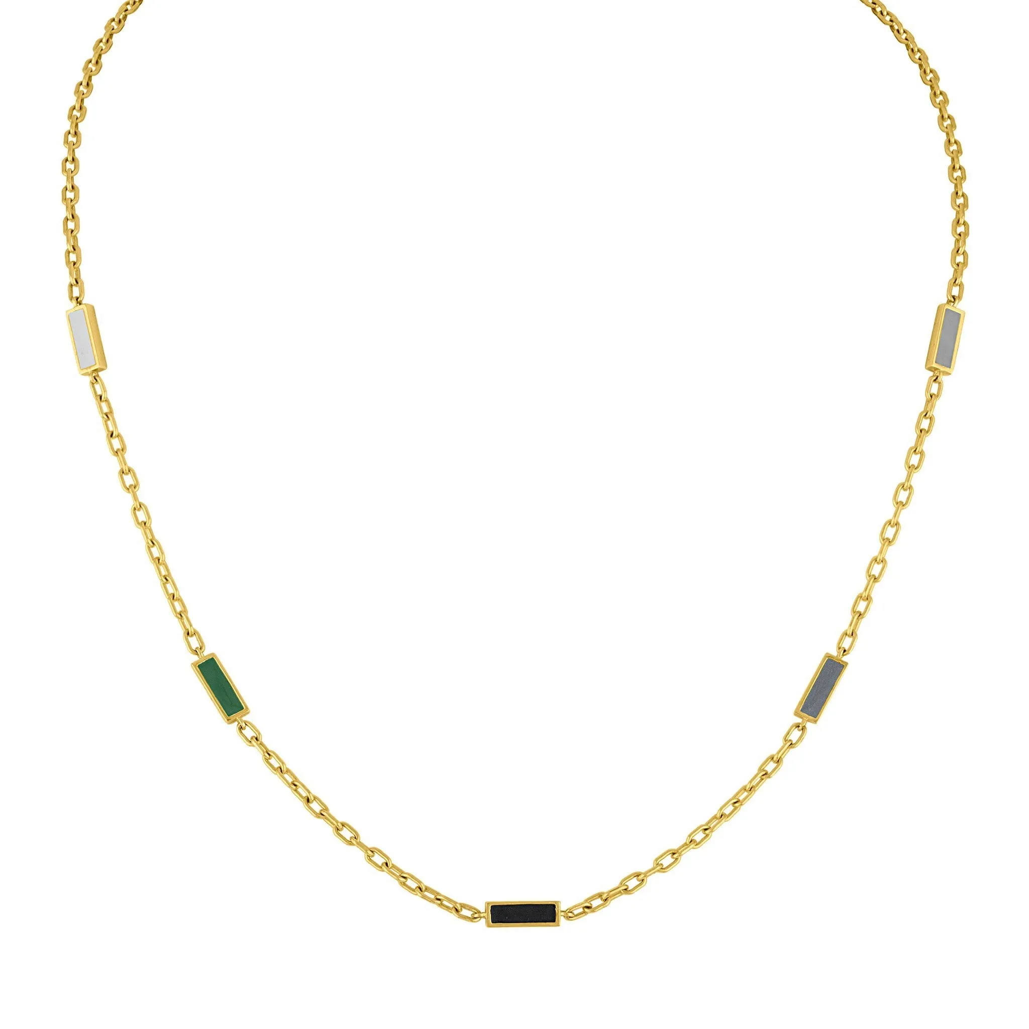 Enamel Five Baquette Necklace