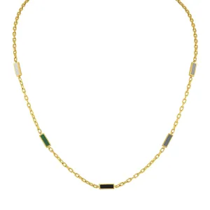 Enamel Five Baquette Necklace