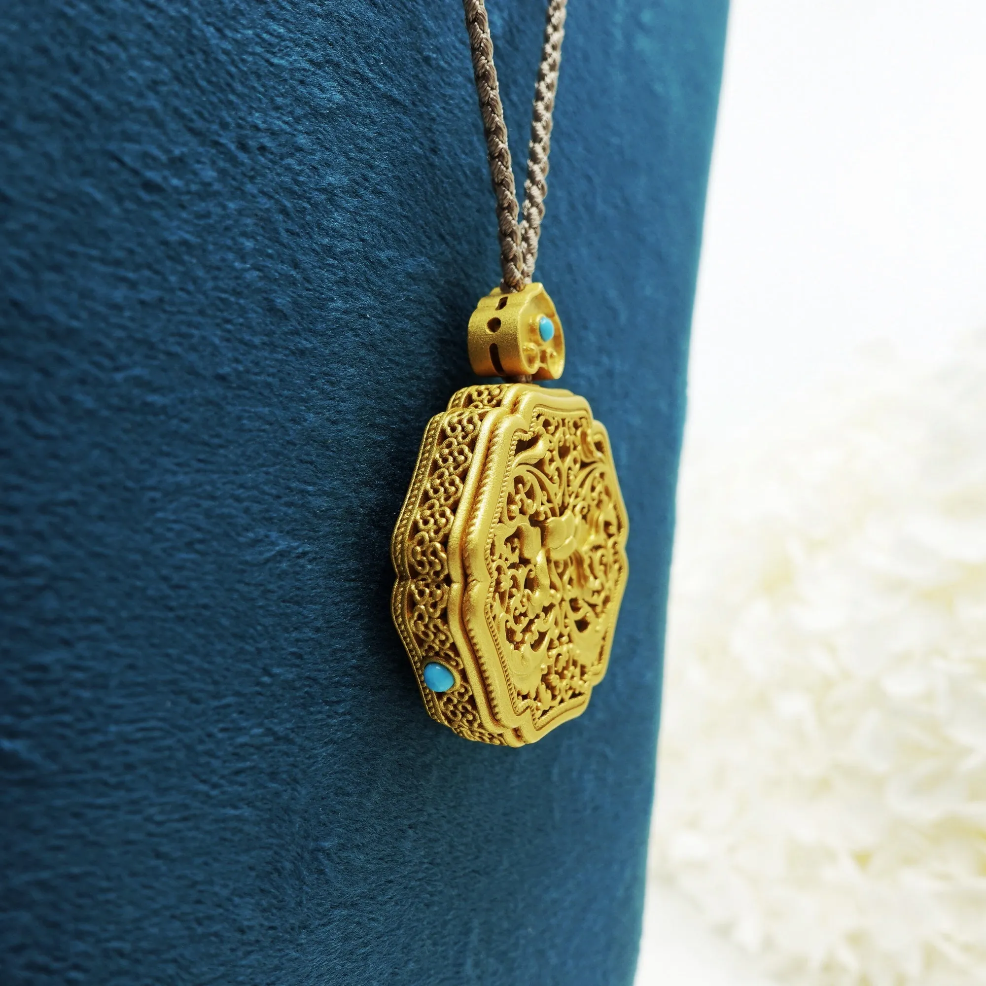 Enamel Lotus Flower Necklace in Sterling Silver