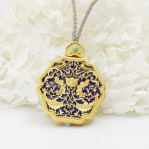 Enamel Lotus Flower Necklace in Sterling Silver