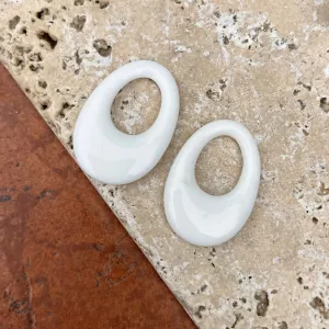 Estate White Onyx Oval Disc Gemstone Earrings Charms