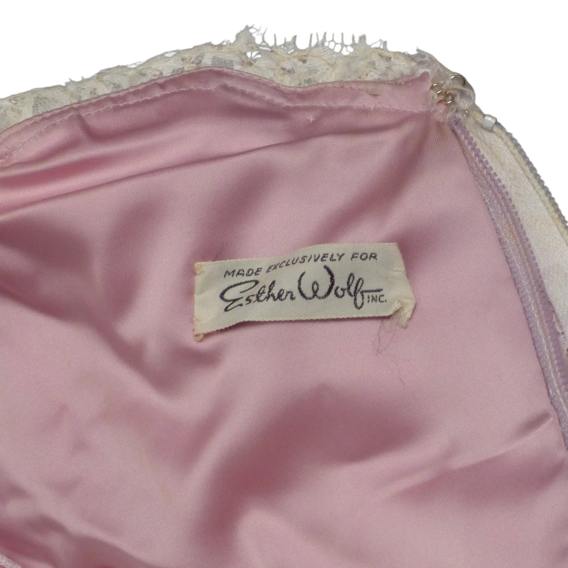 ESTHER WOLF- 1960s White Sequin Lace Evening Gown, Size 4