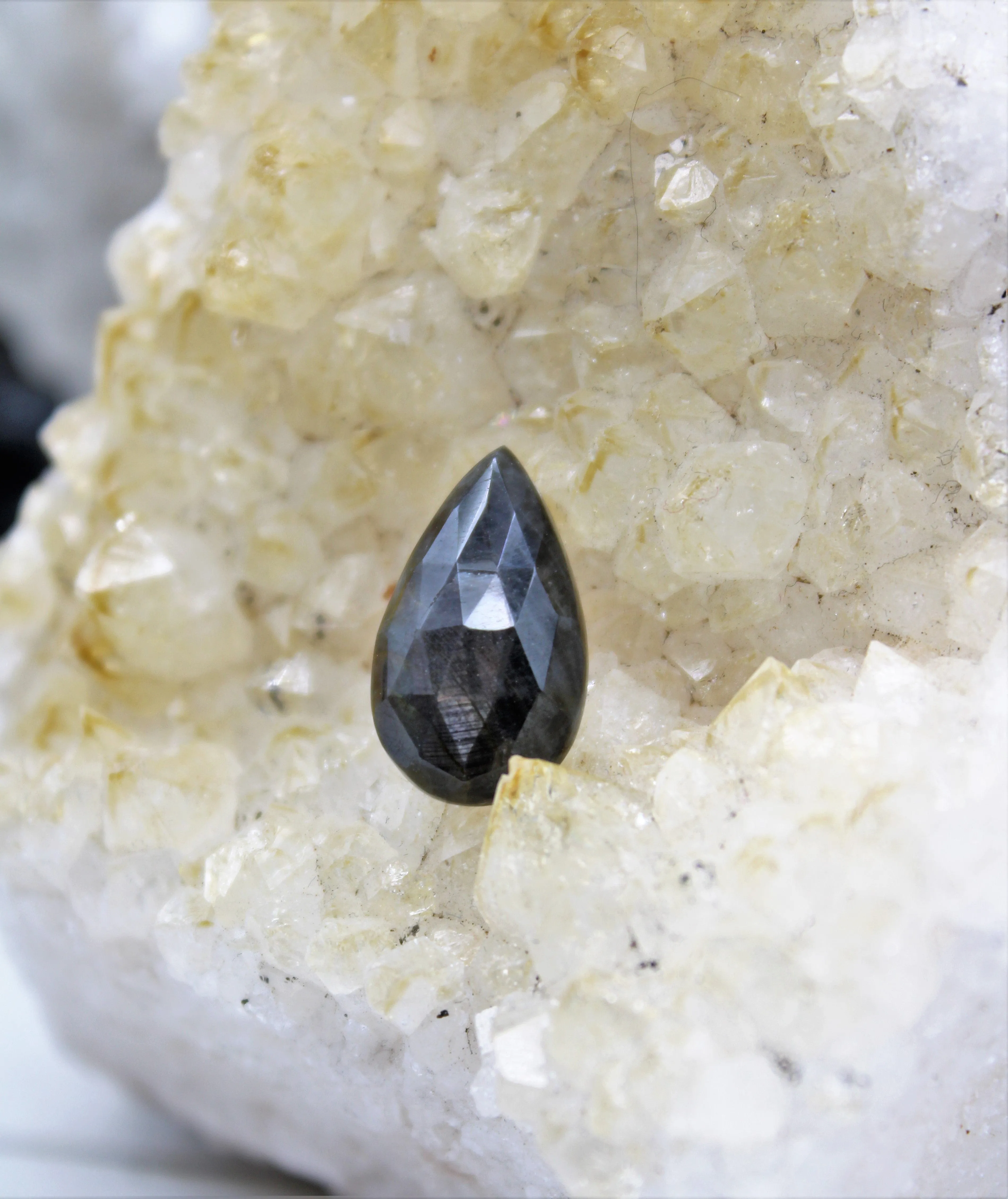 Faceted Eye of Odin Grey/Silver Sapphire Cabochon