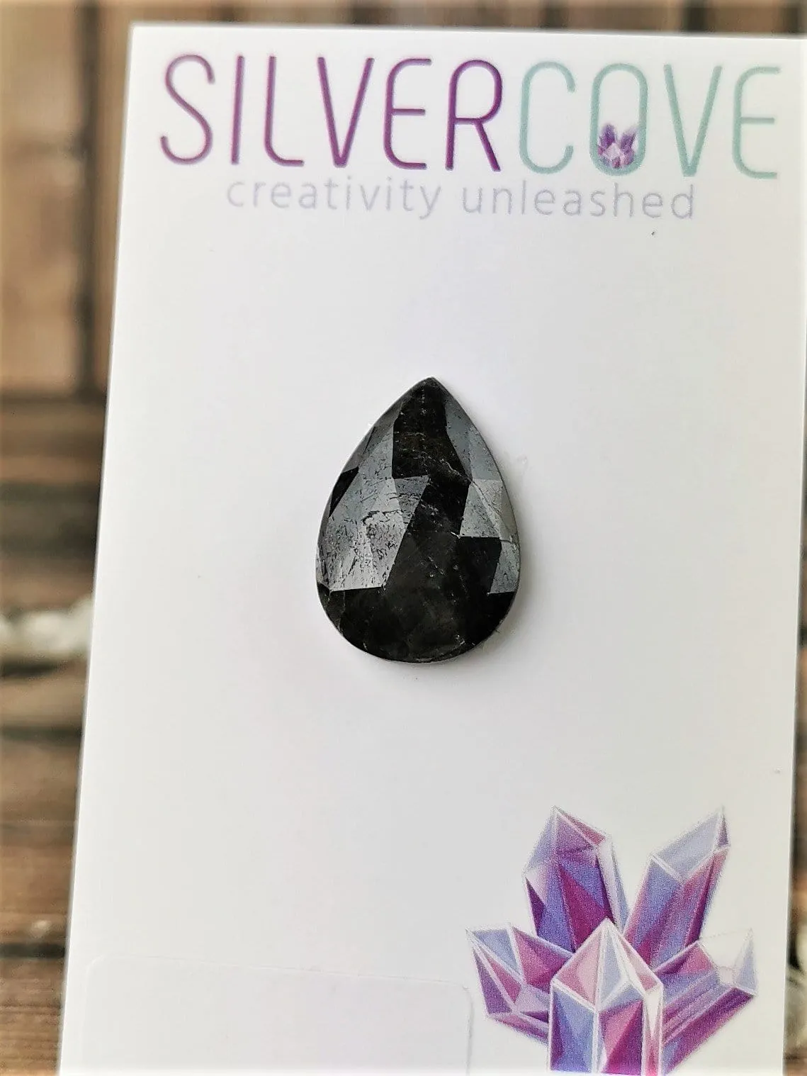 Faceted Teardrop Eye of Odin Silver Sheen Sapphire Cabochon