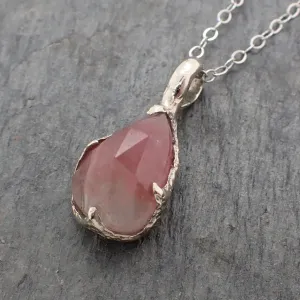 Fancy cut pink Tourmaline 14k White gold Pendant Gemstone Necklace gemstone Jewelry byAngeline 2241