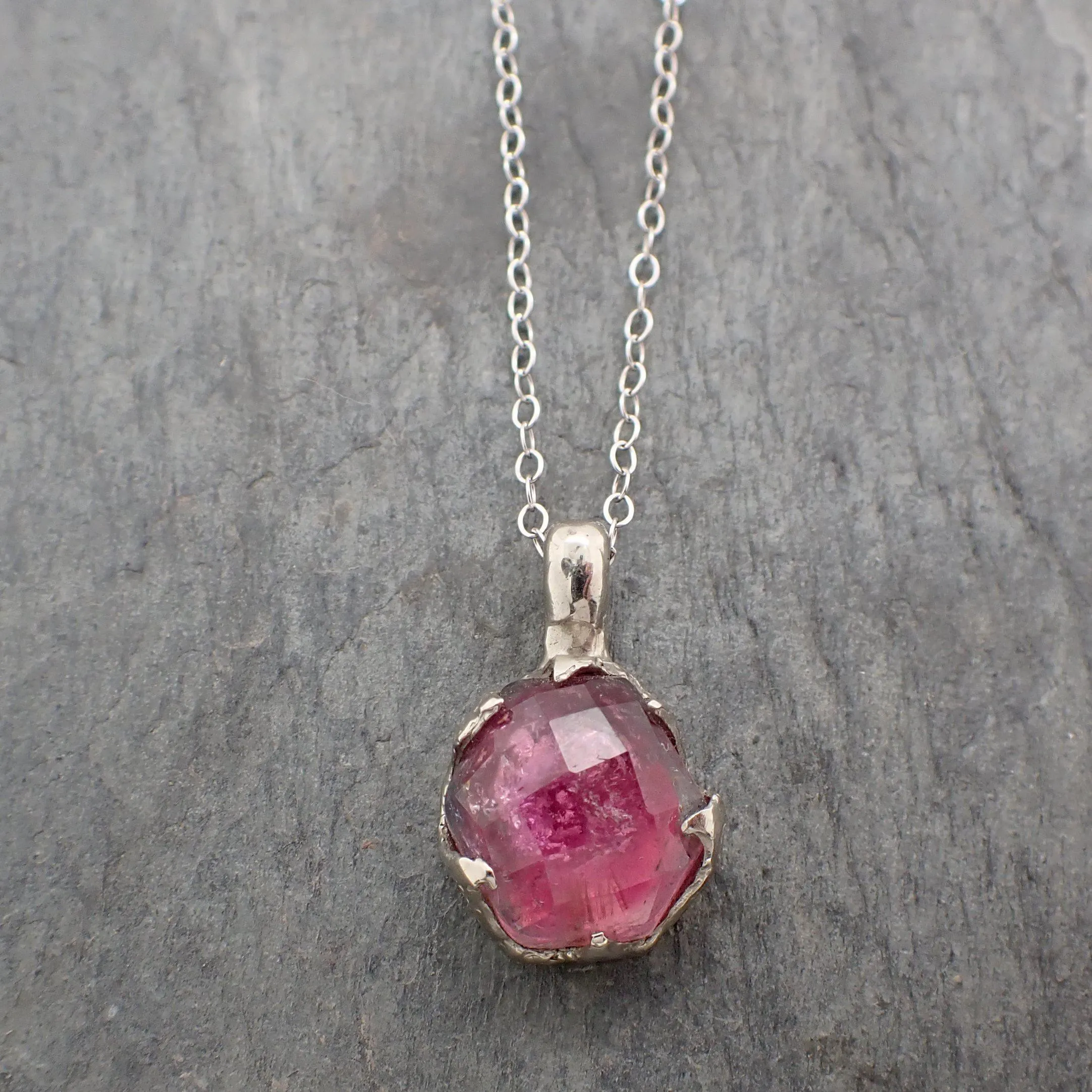 fancy cut pink tourmaline 14k white gold pendant gemstone necklace gemstone jewelry byangeline 2242 Alternative Engagement