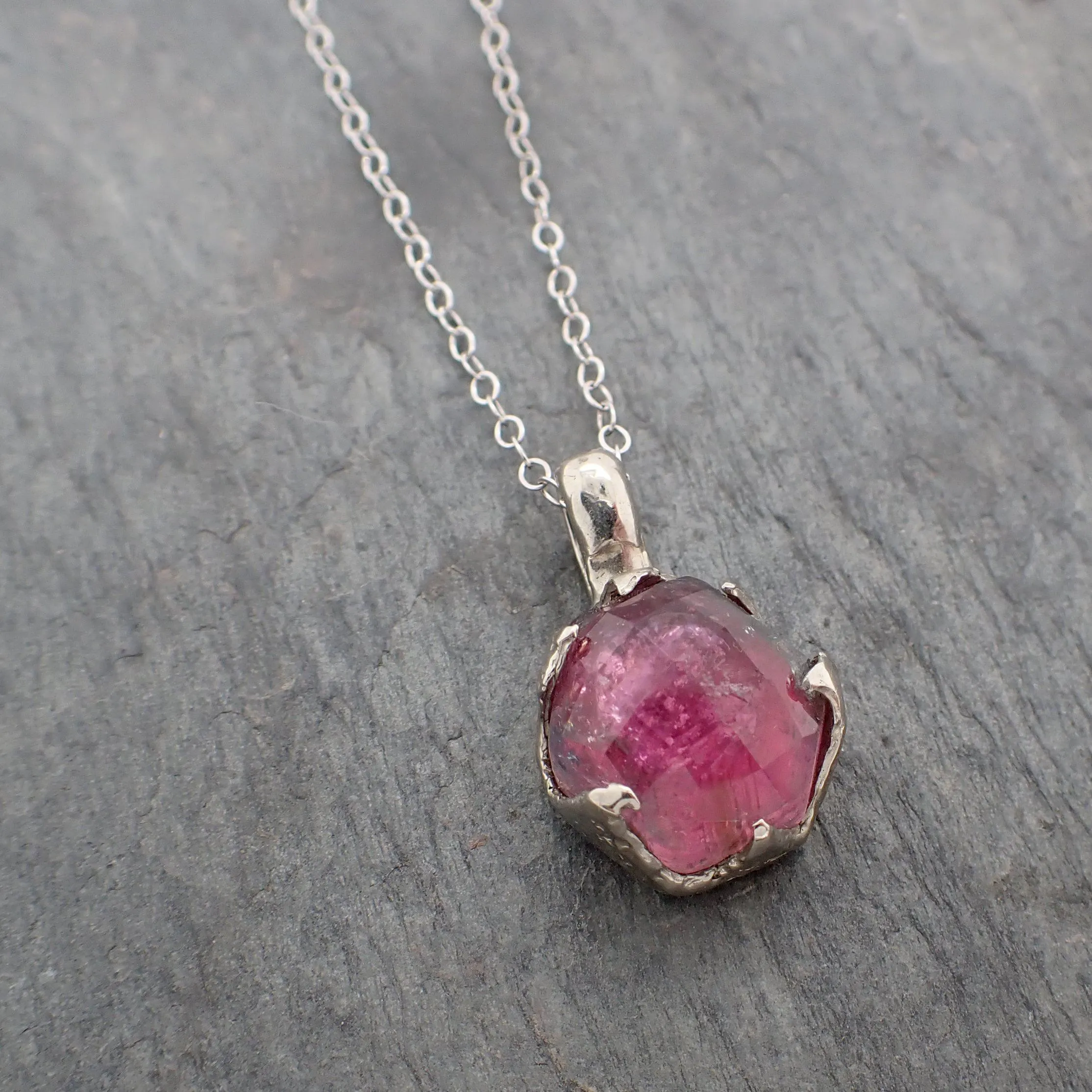 fancy cut pink tourmaline 14k white gold pendant gemstone necklace gemstone jewelry byangeline 2242 Alternative Engagement