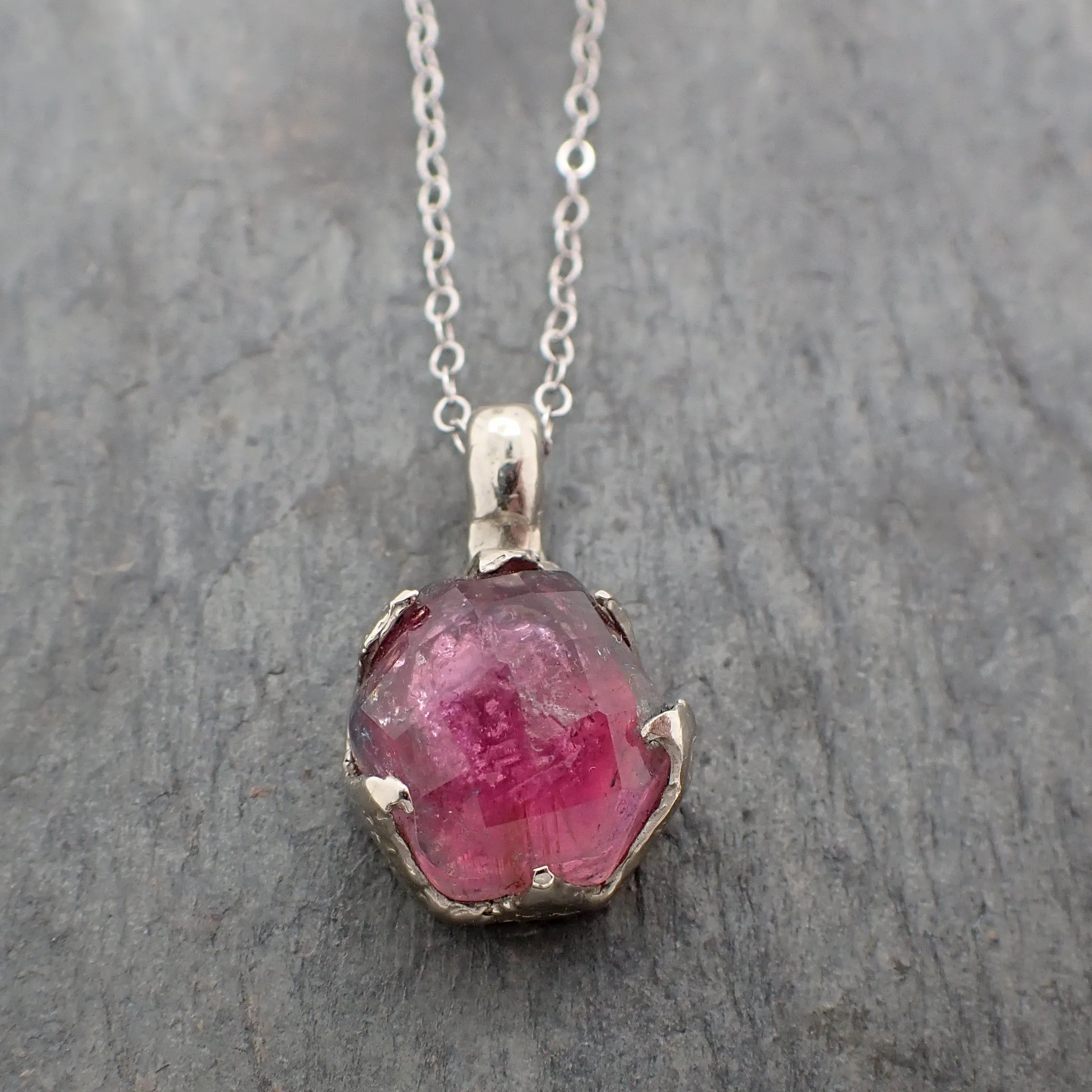 fancy cut pink tourmaline 14k white gold pendant gemstone necklace gemstone jewelry byangeline 2242 Alternative Engagement