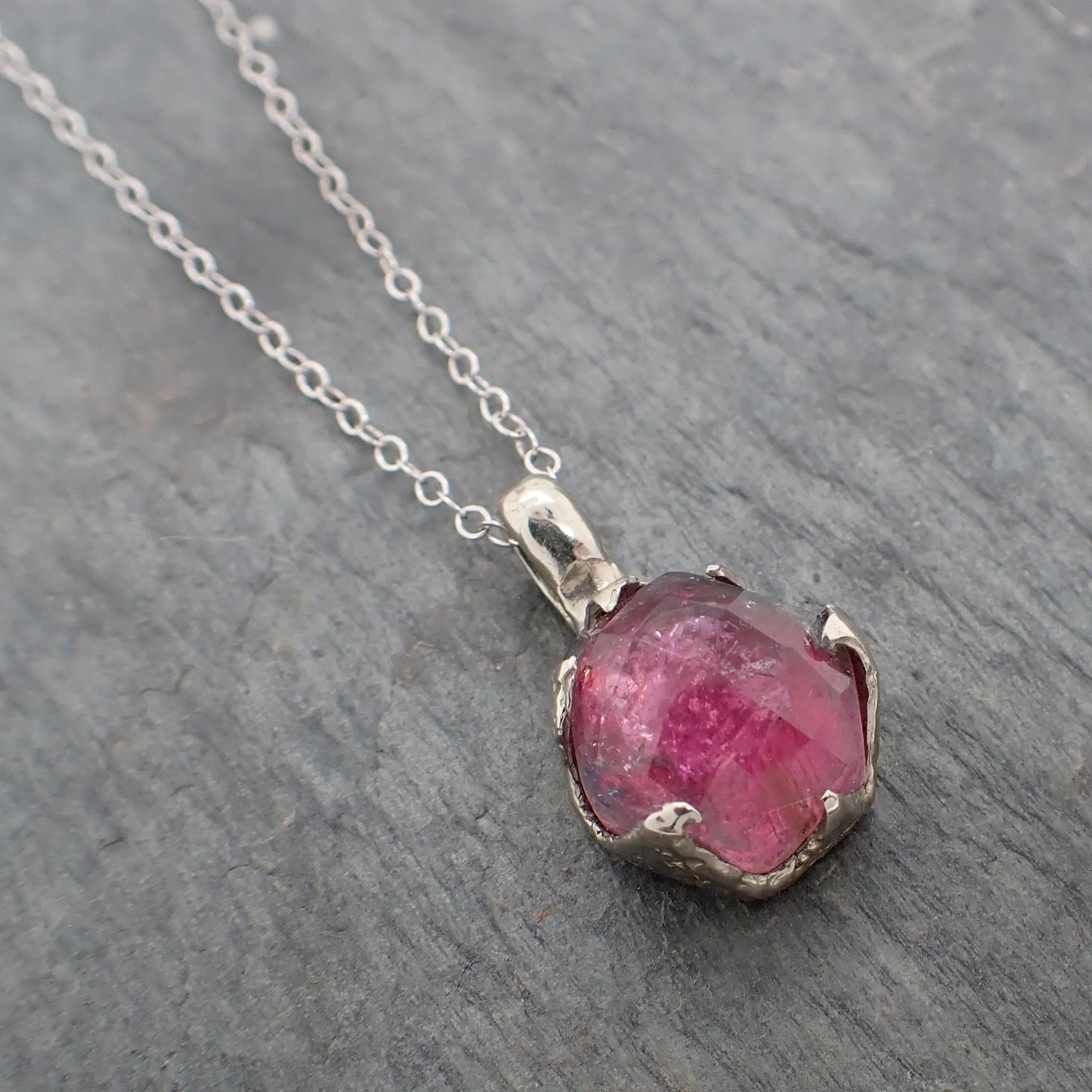 fancy cut pink tourmaline 14k white gold pendant gemstone necklace gemstone jewelry byangeline 2242 Alternative Engagement