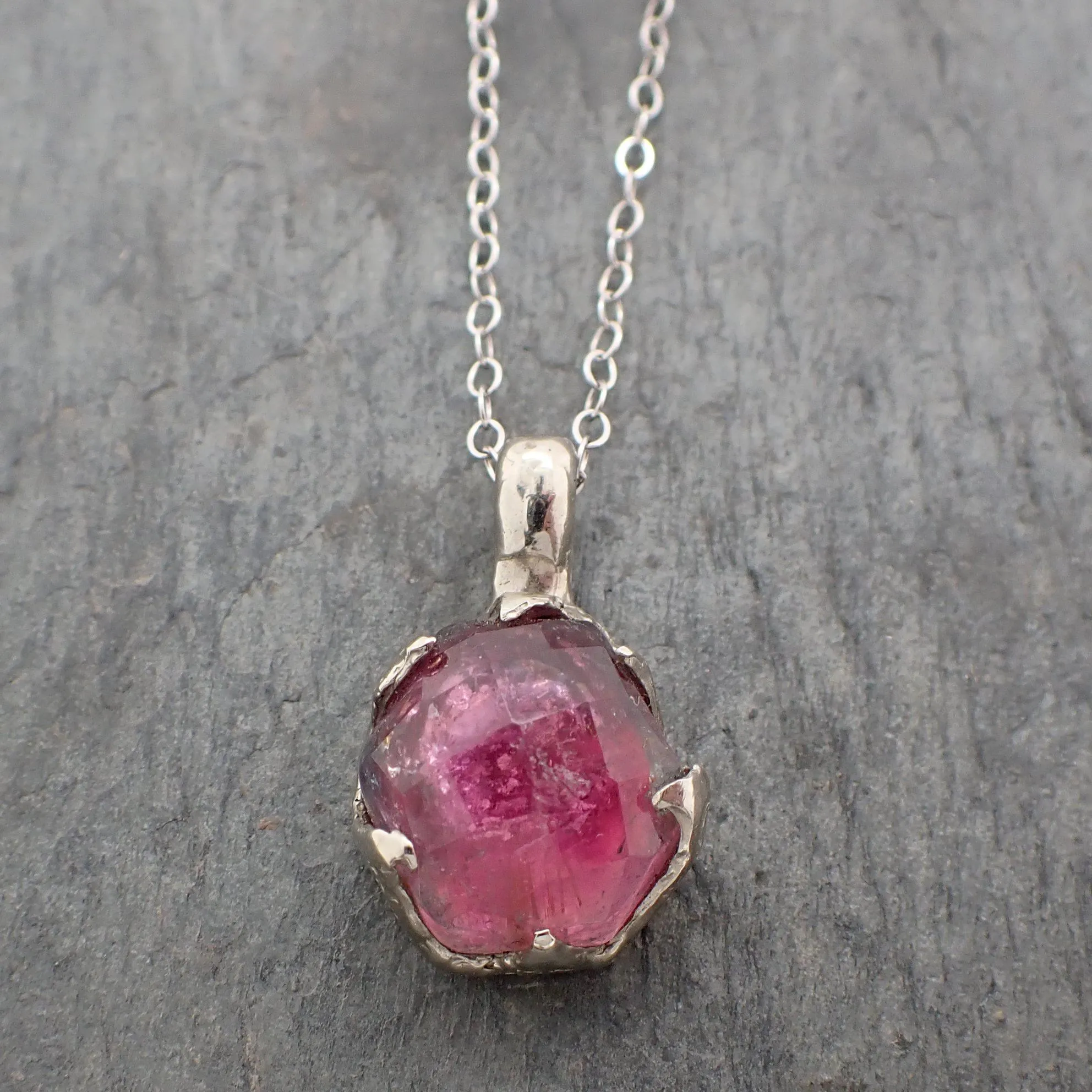 fancy cut pink tourmaline 14k white gold pendant gemstone necklace gemstone jewelry byangeline 2242 Alternative Engagement
