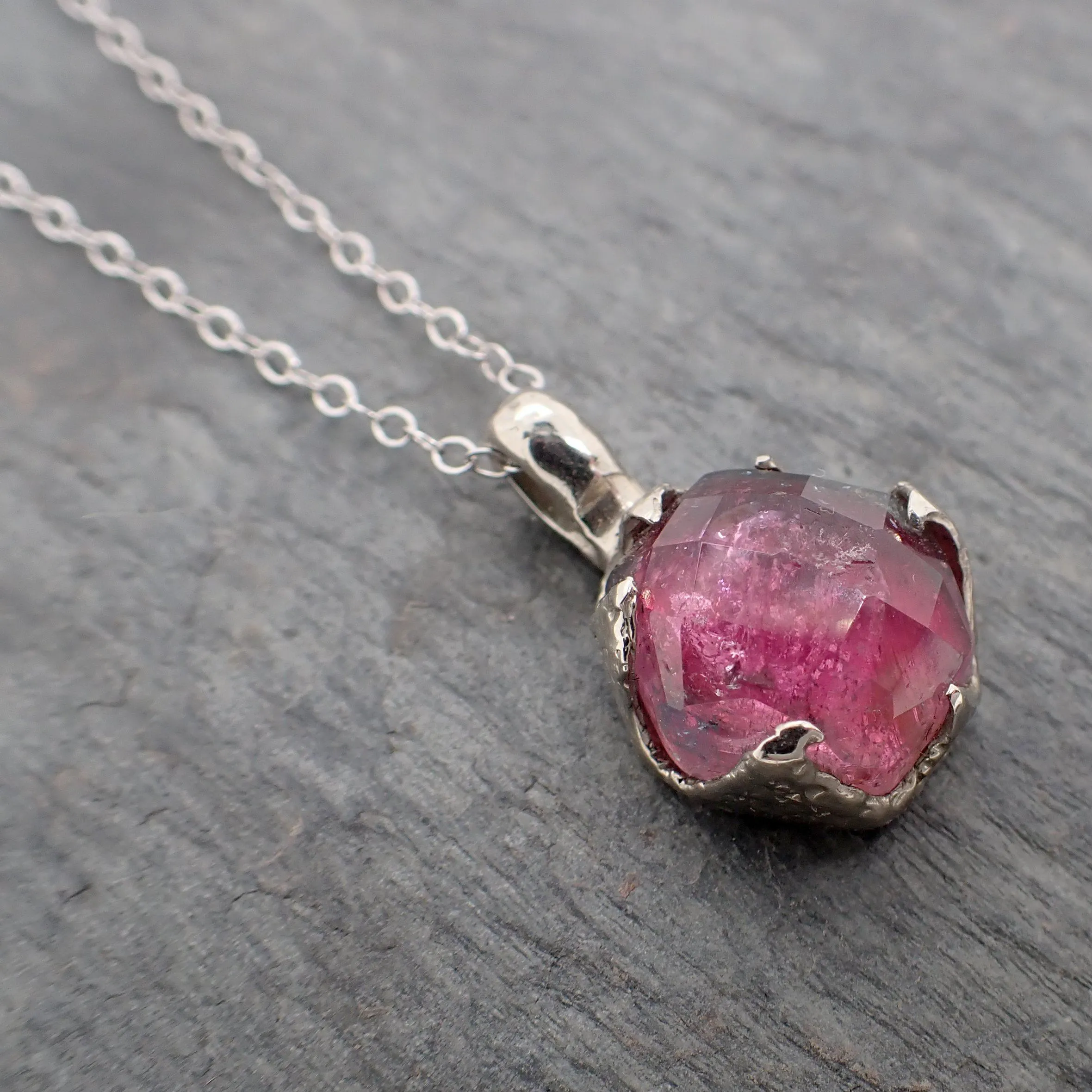 fancy cut pink tourmaline 14k white gold pendant gemstone necklace gemstone jewelry byangeline 2242 Alternative Engagement