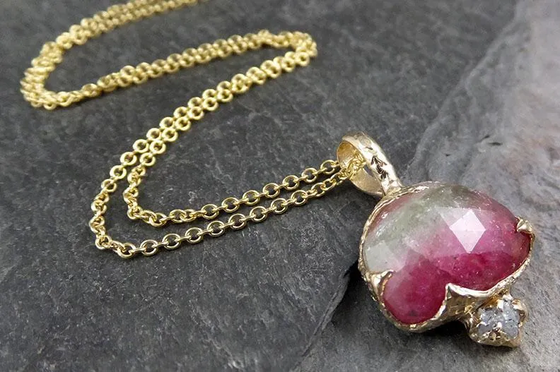 fancy cut watermelon tourmaline 14k gold pendant gemstone necklace gemstone jewelry byangeline 1284 Alternative Engagement