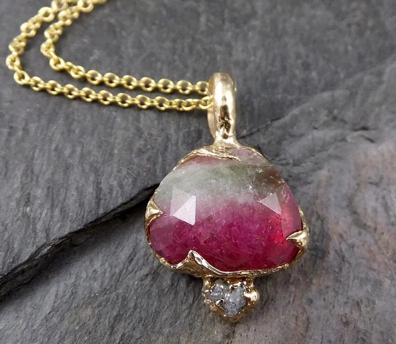 fancy cut watermelon tourmaline 14k gold pendant gemstone necklace gemstone jewelry byangeline 1284 Alternative Engagement