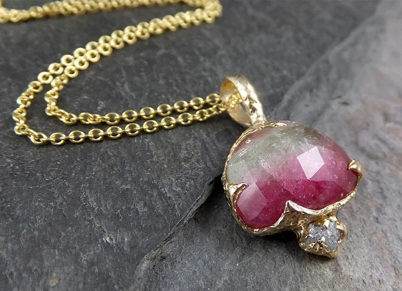 fancy cut watermelon tourmaline 14k gold pendant gemstone necklace gemstone jewelry byangeline 1284 Alternative Engagement