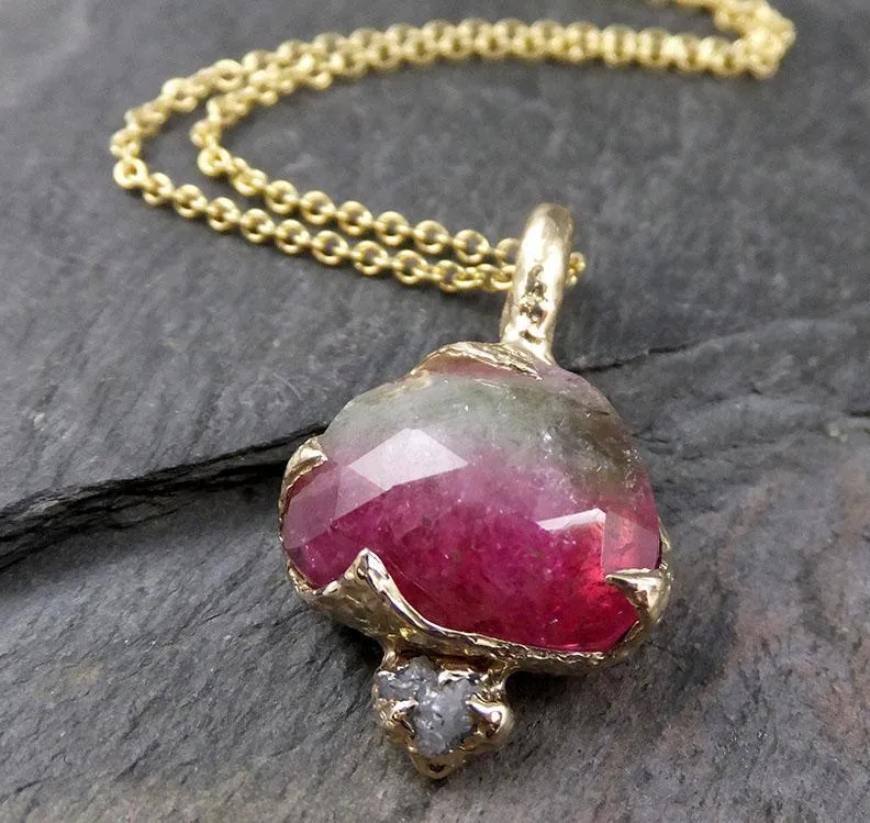 fancy cut watermelon tourmaline 14k gold pendant gemstone necklace gemstone jewelry byangeline 1284 Alternative Engagement