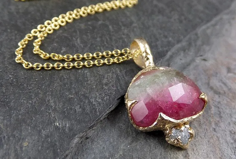 fancy cut watermelon tourmaline 14k gold pendant gemstone necklace gemstone jewelry byangeline 1284 Alternative Engagement