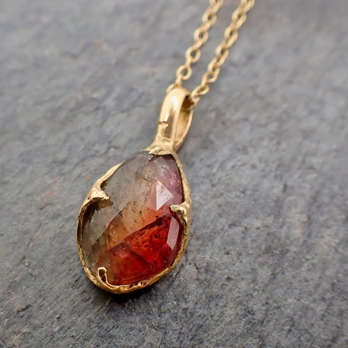 fancy cut watermelon tourmaline 14k yellow gold pendant gemstone necklace gemstone jewelry byangeline 2239 Alternative Engagement