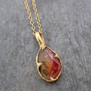 fancy cut watermelon tourmaline 14k yellow gold pendant gemstone necklace gemstone jewelry byangeline 2239 Alternative Engagement