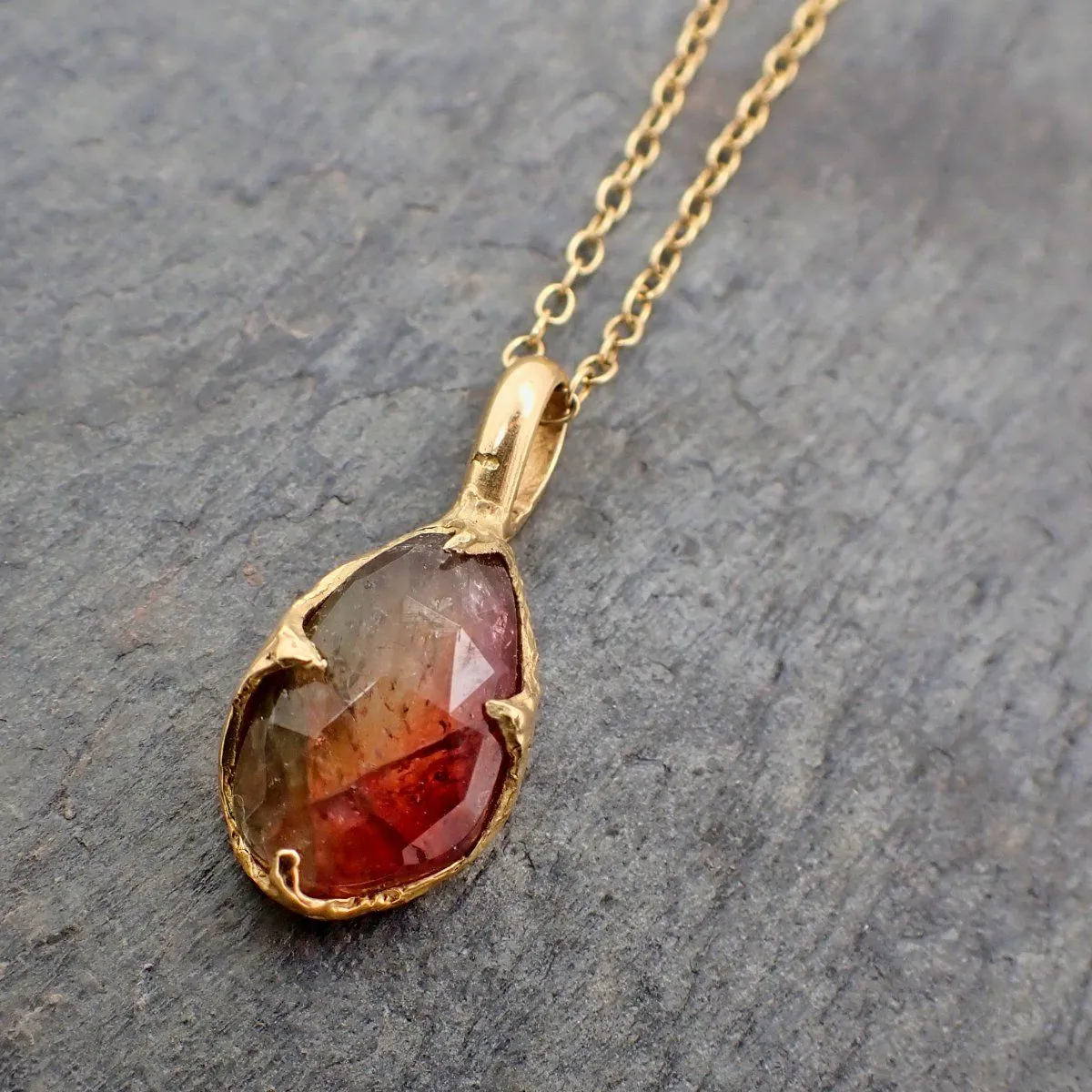 fancy cut watermelon tourmaline 14k yellow gold pendant gemstone necklace gemstone jewelry byangeline 2239 Alternative Engagement