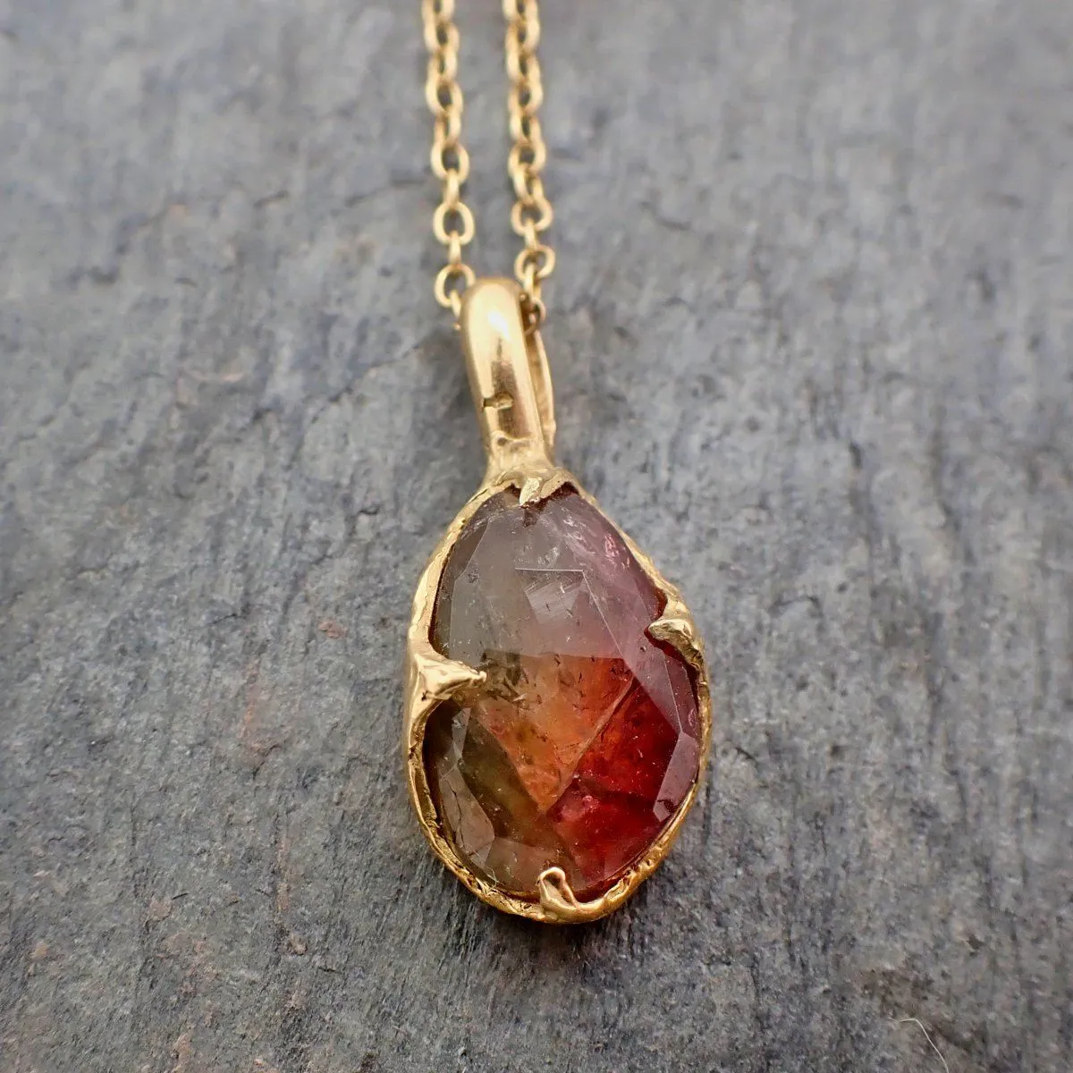 fancy cut watermelon tourmaline 14k yellow gold pendant gemstone necklace gemstone jewelry byangeline 2239 Alternative Engagement