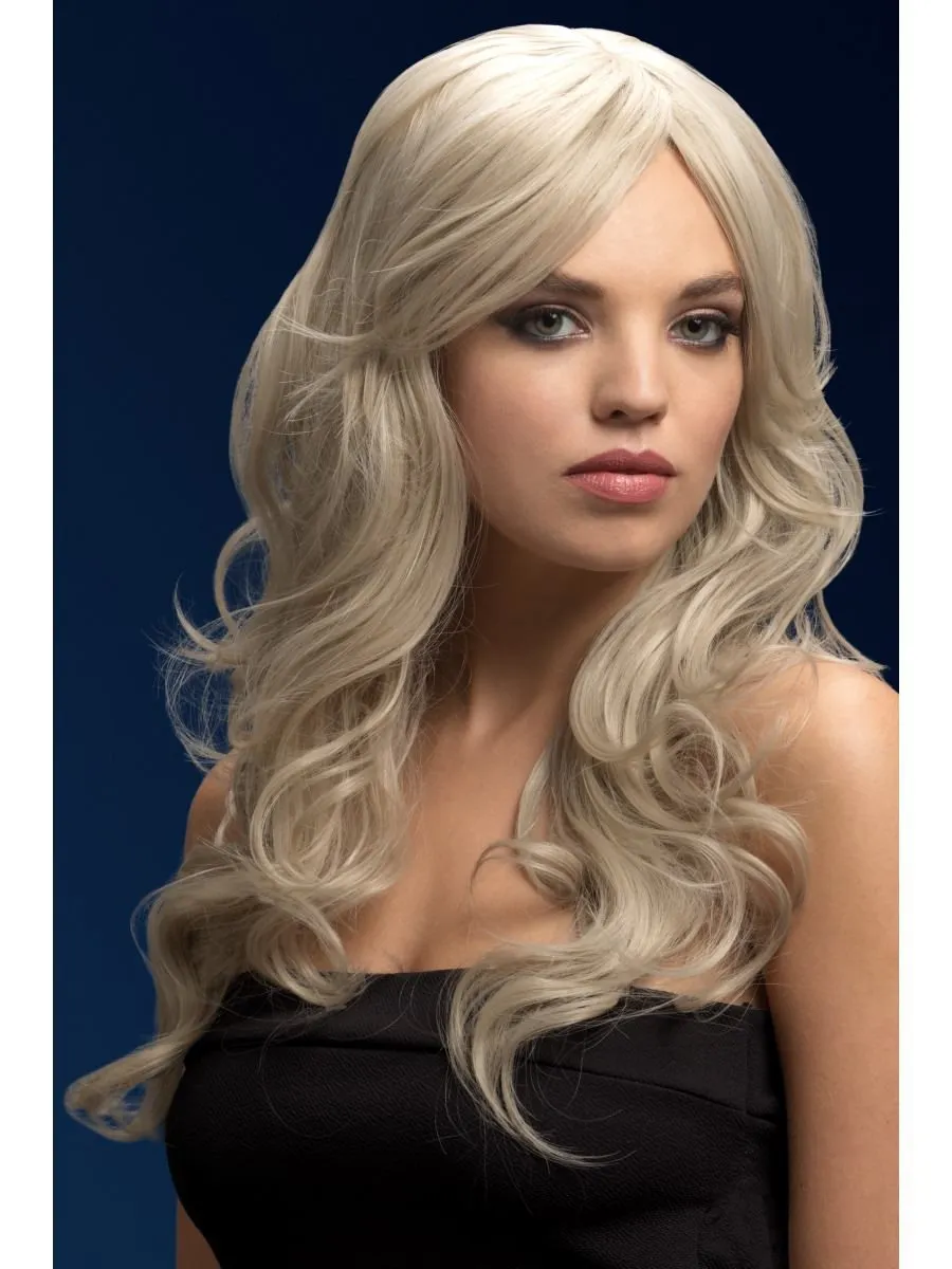 Fever Nicole Wig, Silver Blonde, Soft Wave with Side Parting