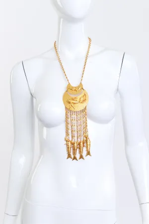 Fish Pendant & Charms Waterfall Necklace