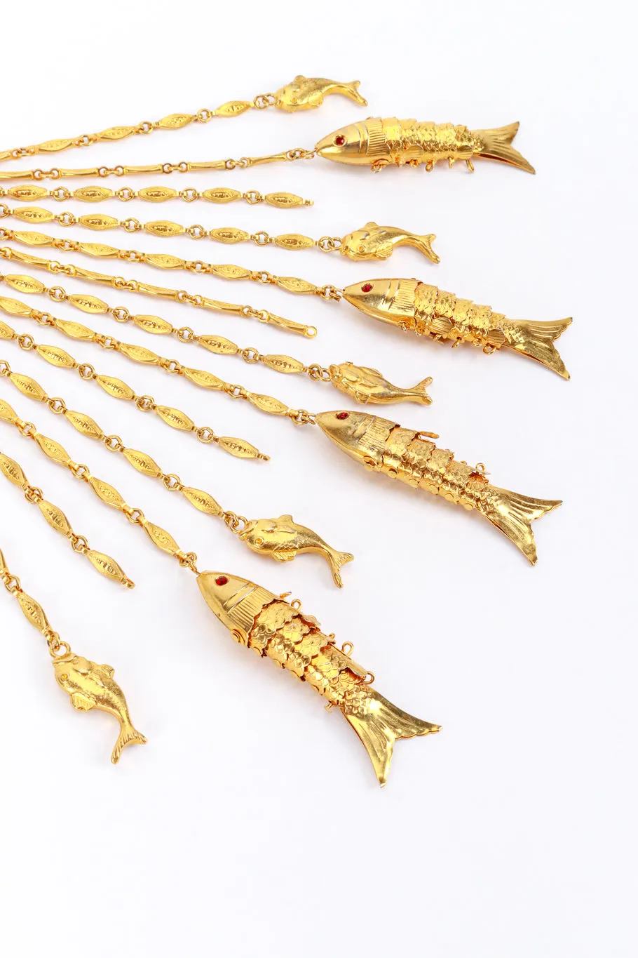 Fish Pendant & Charms Waterfall Necklace