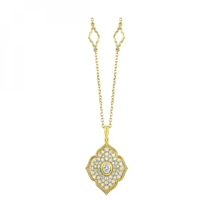 Floral Inspired 14k Yellow Gold Diamond Pendant Necklace, 0.50 ctw