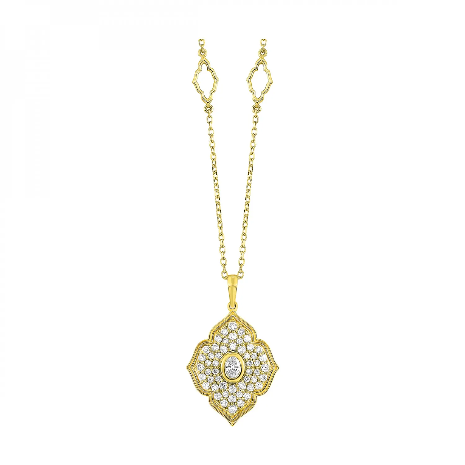 Floral Inspired 14k Yellow Gold Diamond Pendant Necklace, 0.50 ctw