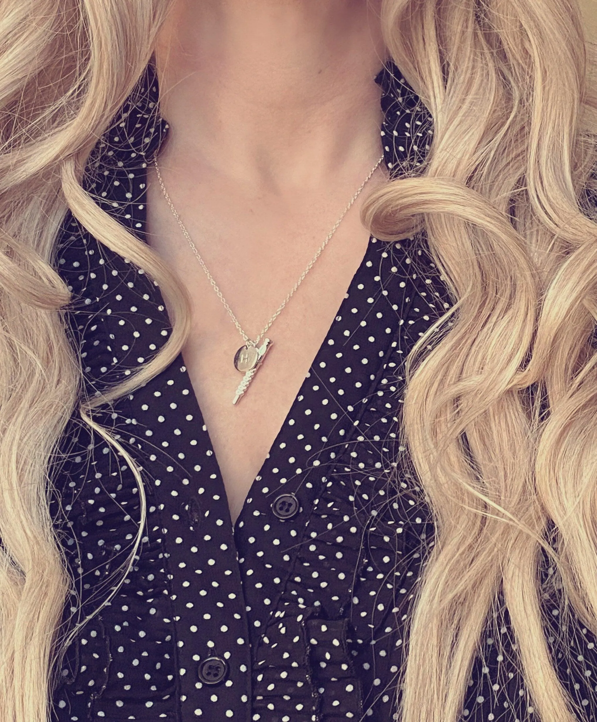 Flute Necklace, silver necklace, initial necklace, personalized necklace, flute charm necklace, piccolo pendant, flautist necklace orchestra