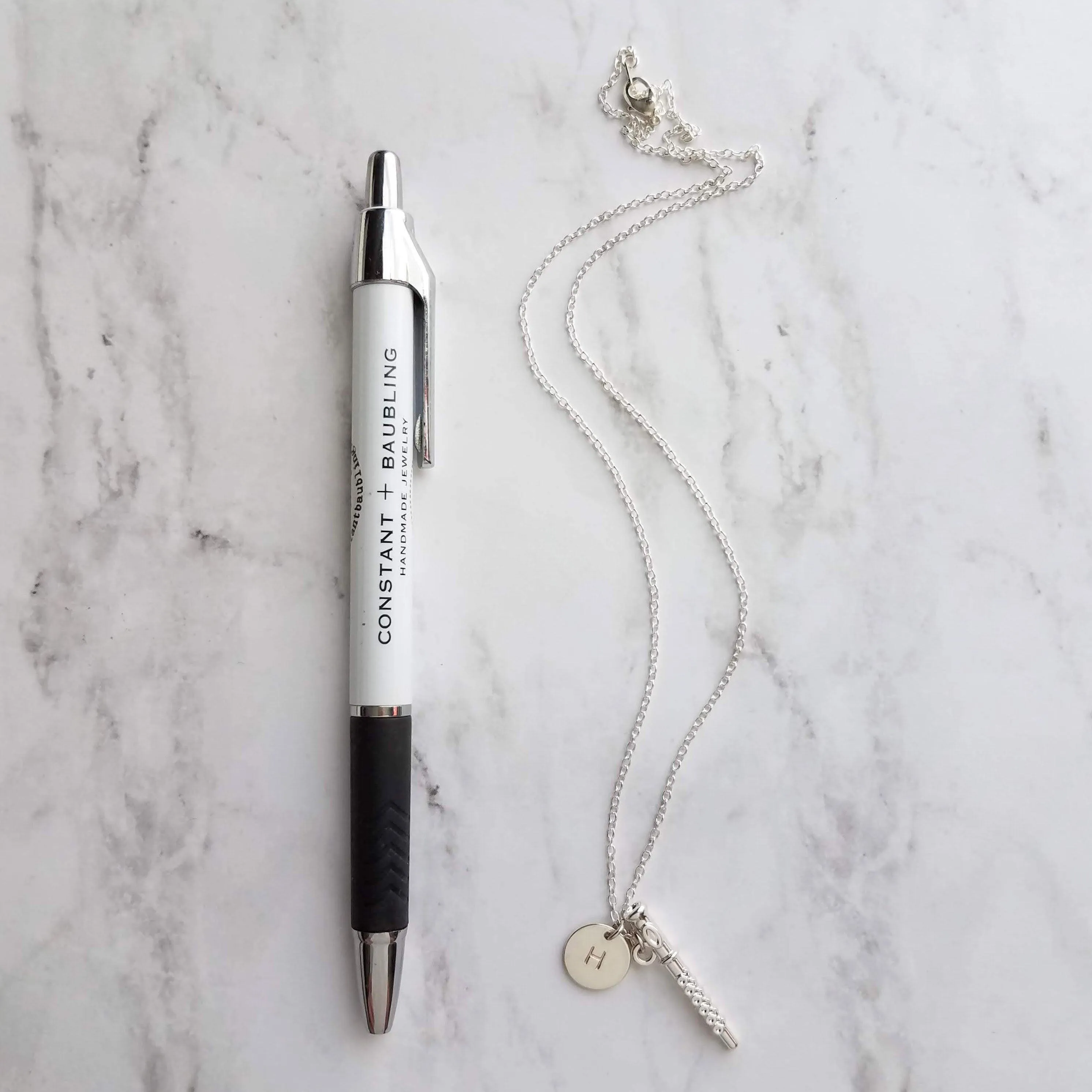 Flute Necklace, silver necklace, initial necklace, personalized necklace, flute charm necklace, piccolo pendant, flautist necklace orchestra