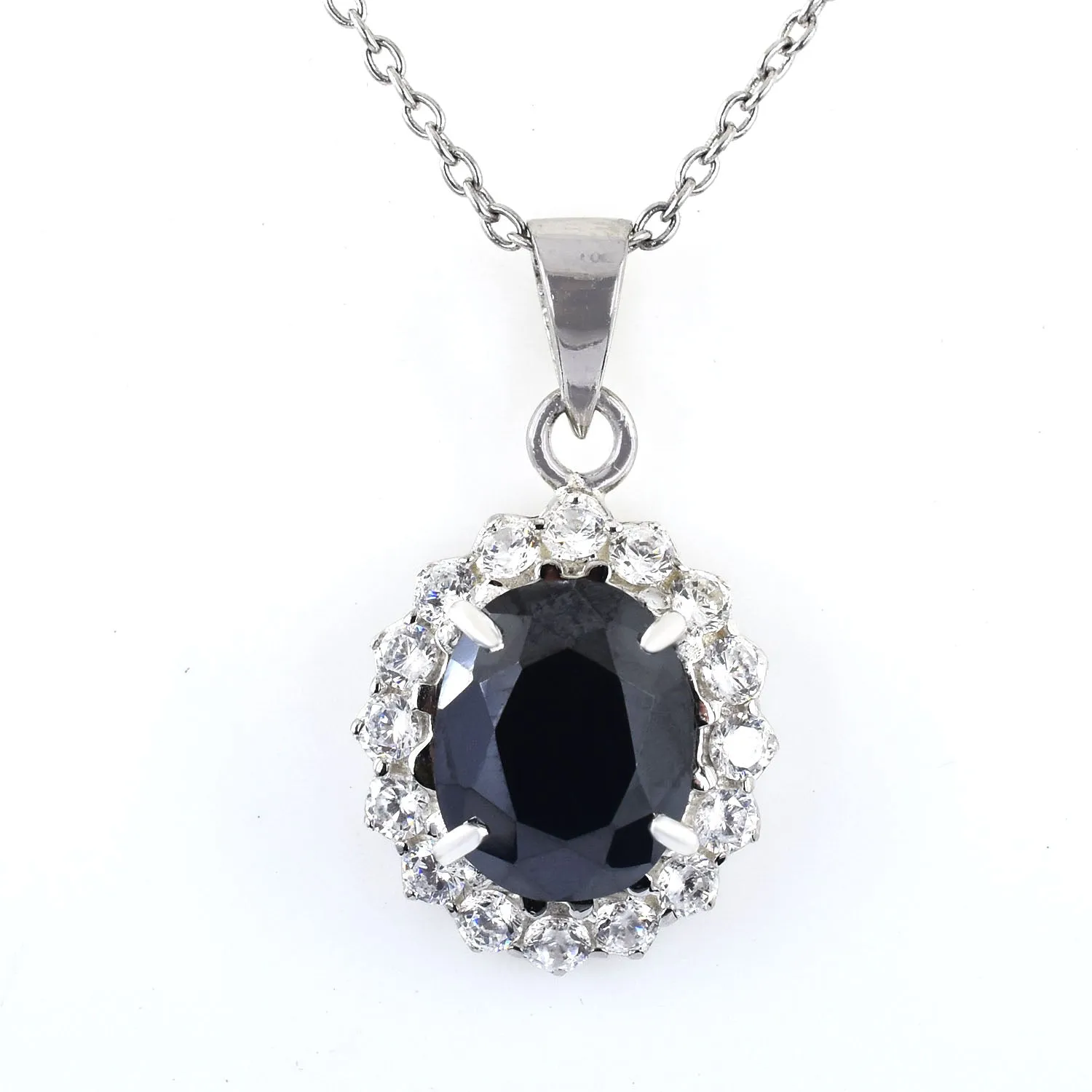 For Ideal Gift 4.50 Carat Oval Shaped Black Diamond Solitaire Pendant, 925 Silver, Excellent Cut & Luster