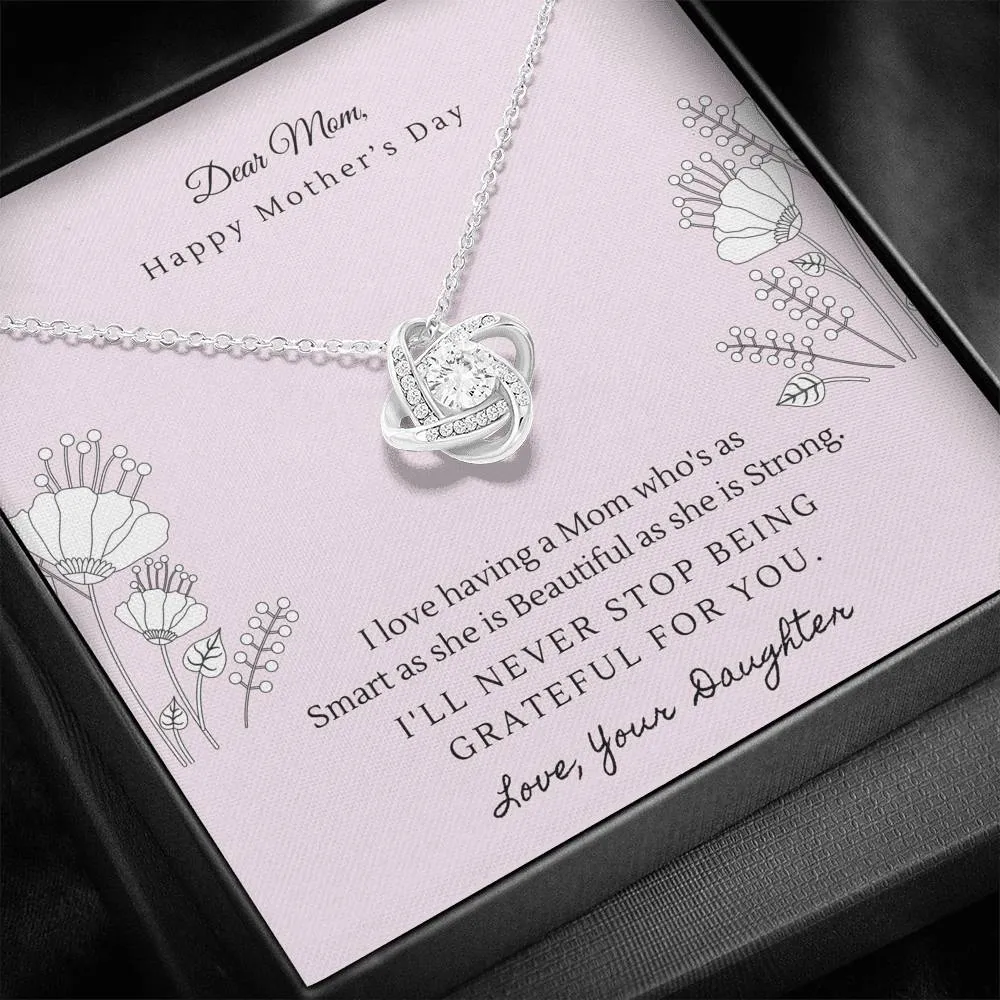 Forever grateful for you, From Daughter-Love Knot Necklace for Mom
