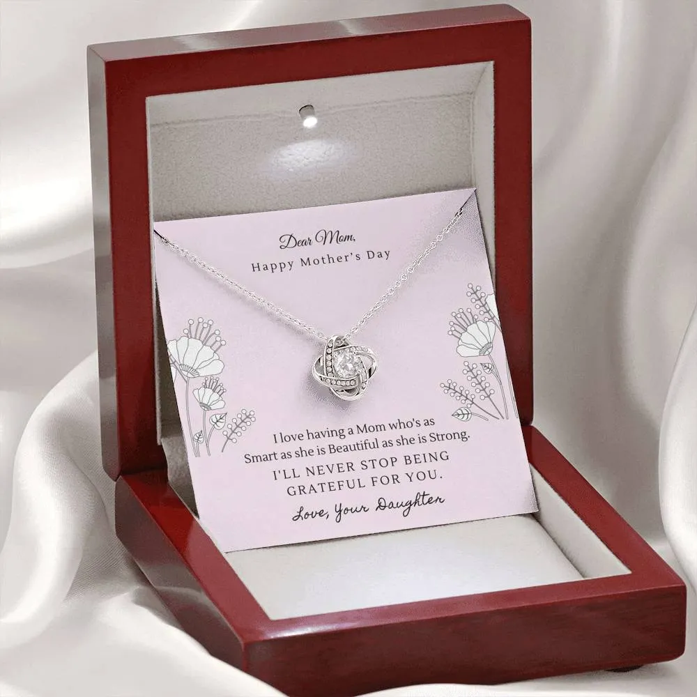 Forever grateful for you, From Daughter-Love Knot Necklace for Mom