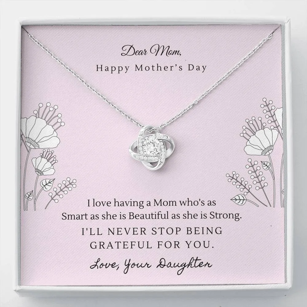 Forever grateful for you, From Daughter-Love Knot Necklace for Mom