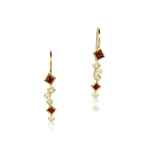 garnet & diamond confetti dangle earrings