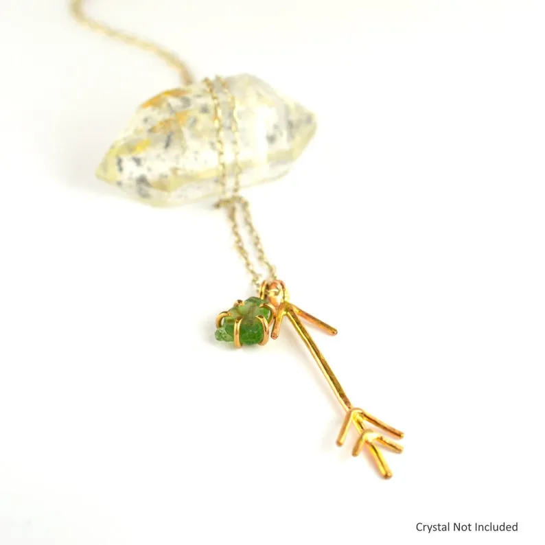 Gold Arrow Pendant & Raw Gemstone Necklace