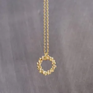 Gold Circle Necklace, round pendant, bubble necklace, gold ring pendant, thin delicate chain, eternity pendant, eternity necklace, 14K gold