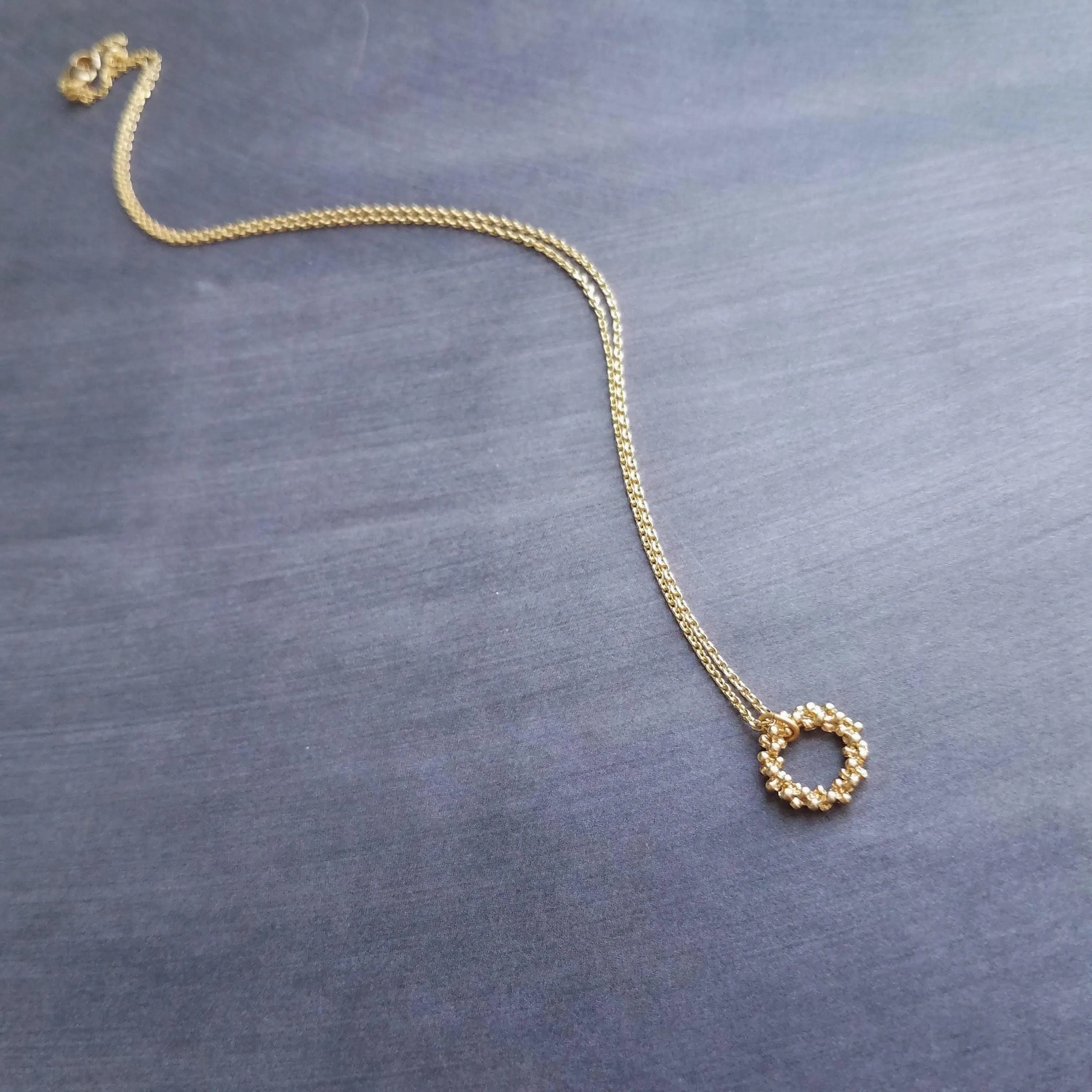 Gold Circle Necklace, round pendant, bubble necklace, gold ring pendant, thin delicate chain, eternity pendant, eternity necklace, 14K gold