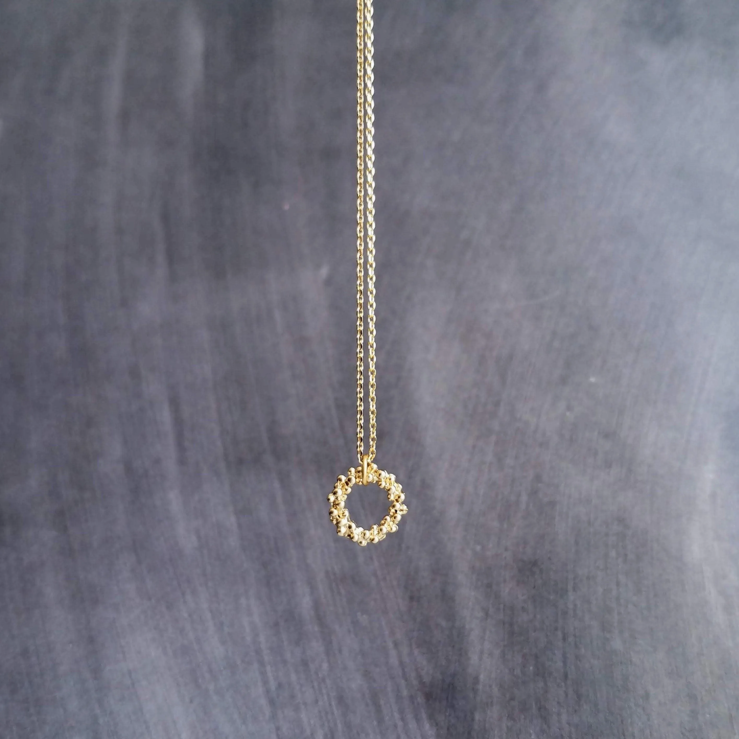 Gold Circle Necklace, round pendant, bubble necklace, gold ring pendant, thin delicate chain, eternity pendant, eternity necklace, 14K gold