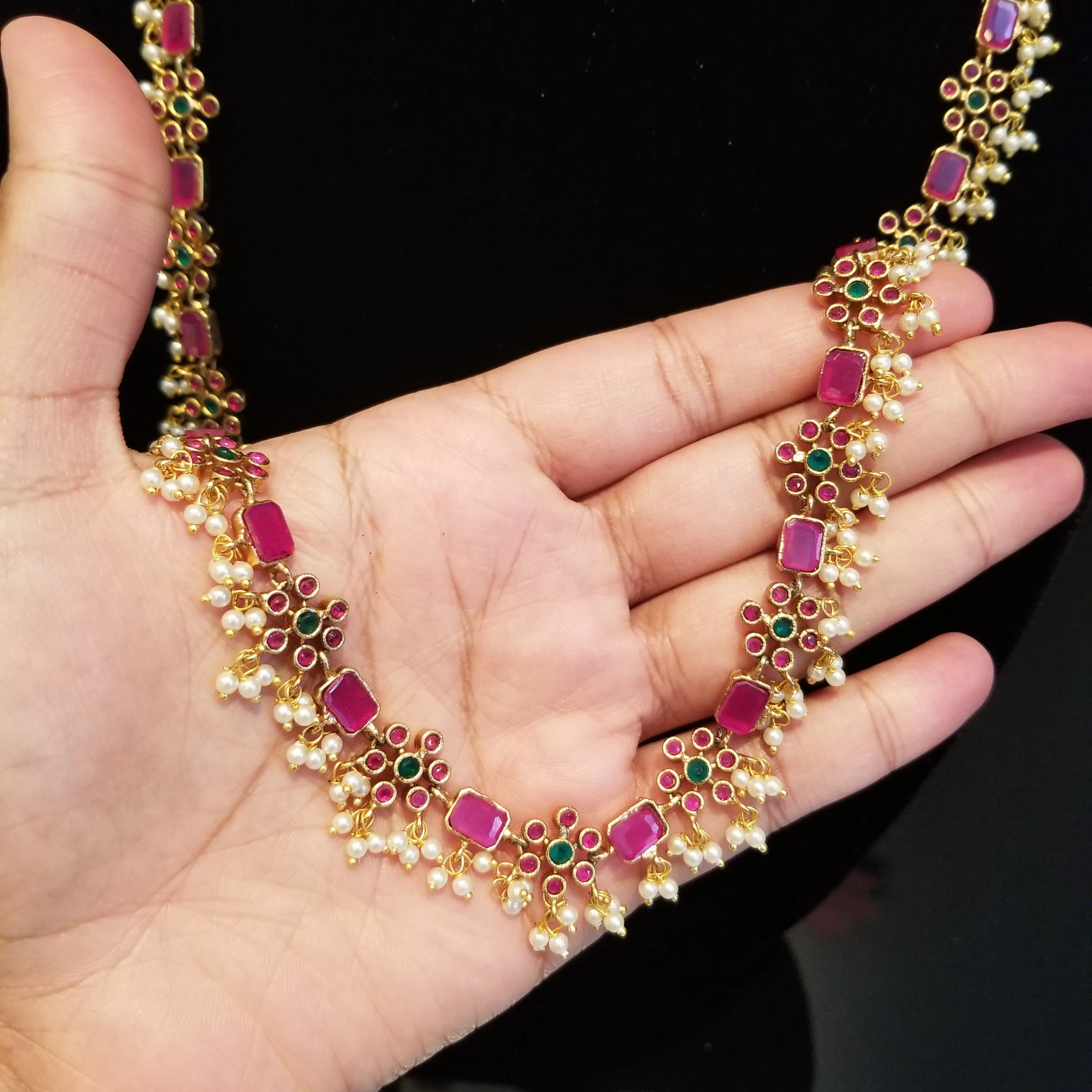 Gold Finish Kemp Stones Hip Chain