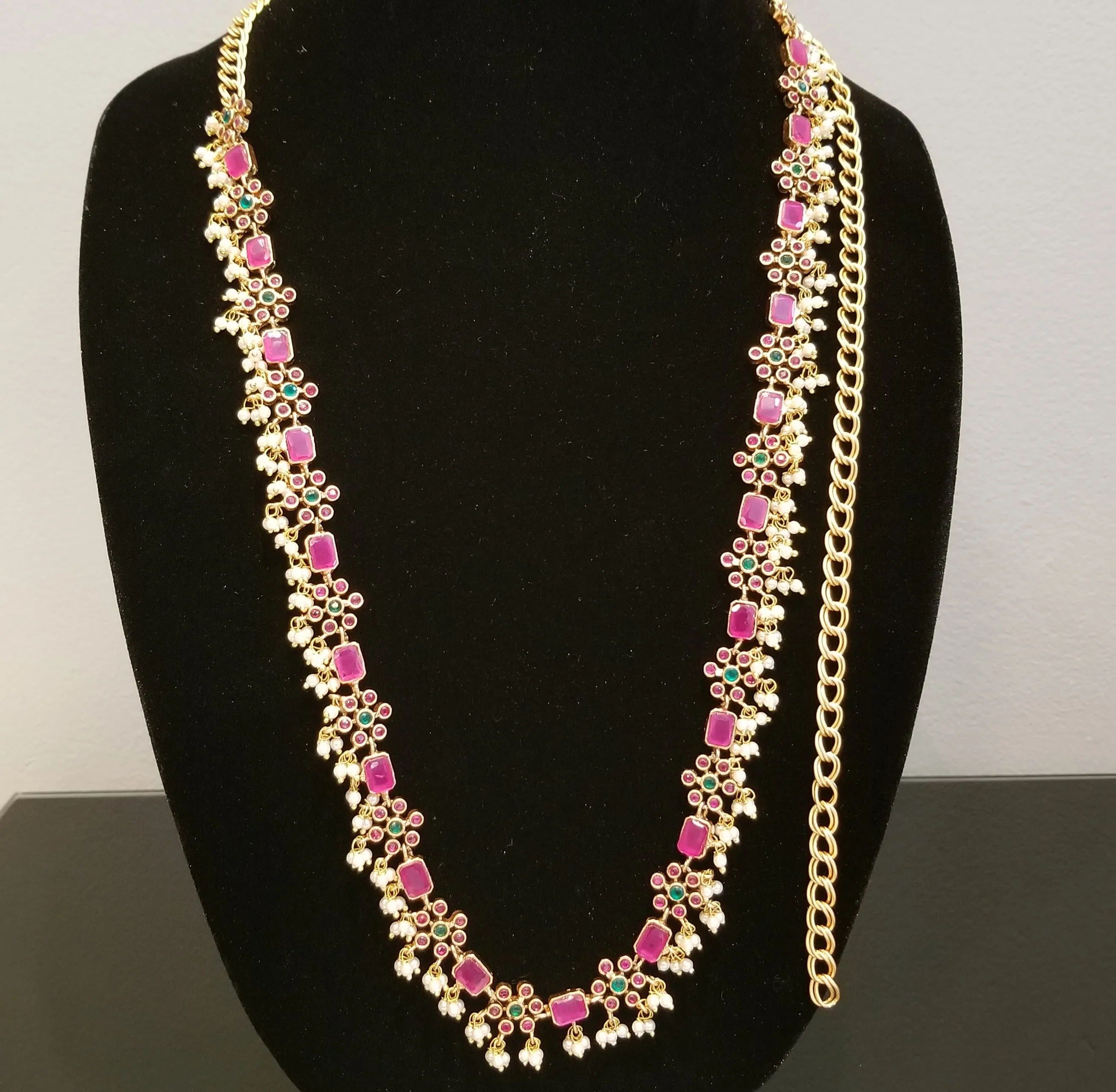 Gold Finish Kemp Stones Hip Chain
