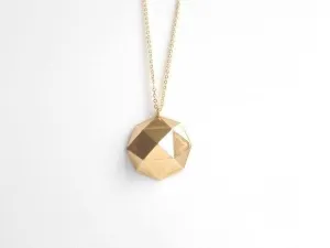 Gold Geometric Necklace, gold dome pendant, polyhedron necklace, triangle dome pendant, half globe necklace, concave necklace, large round