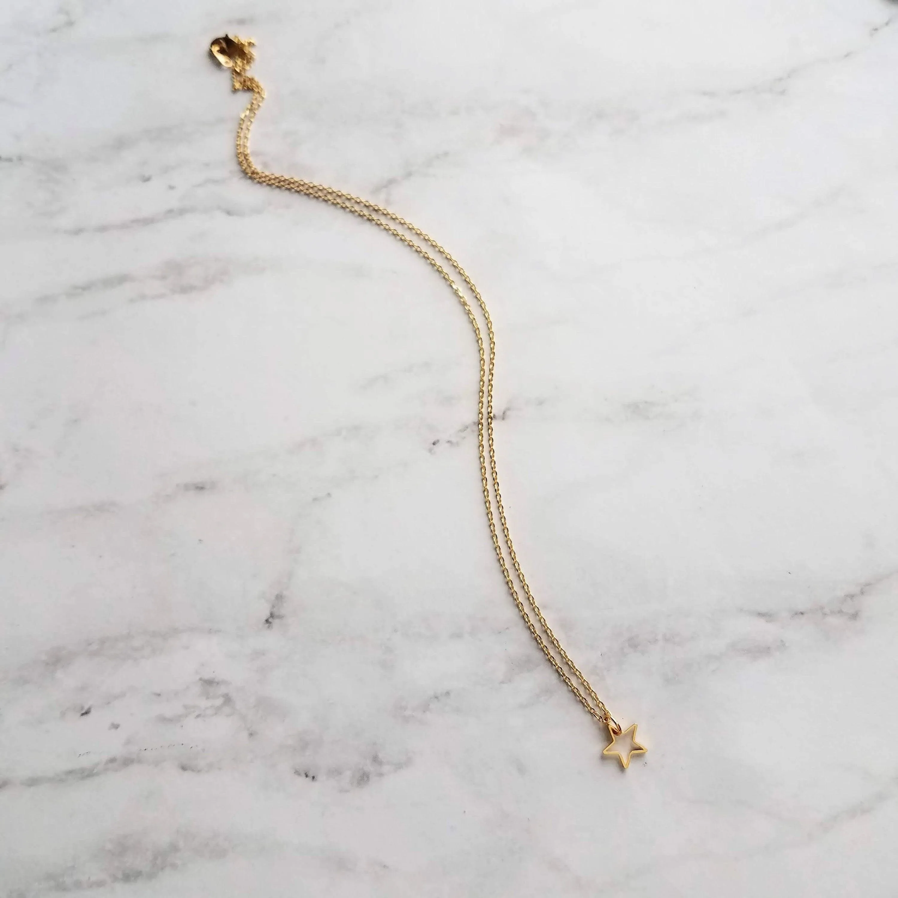 Gold Star Necklace, small star necklace, little star necklace, star outline, open star necklace, star pendant, superstar necklace, golden