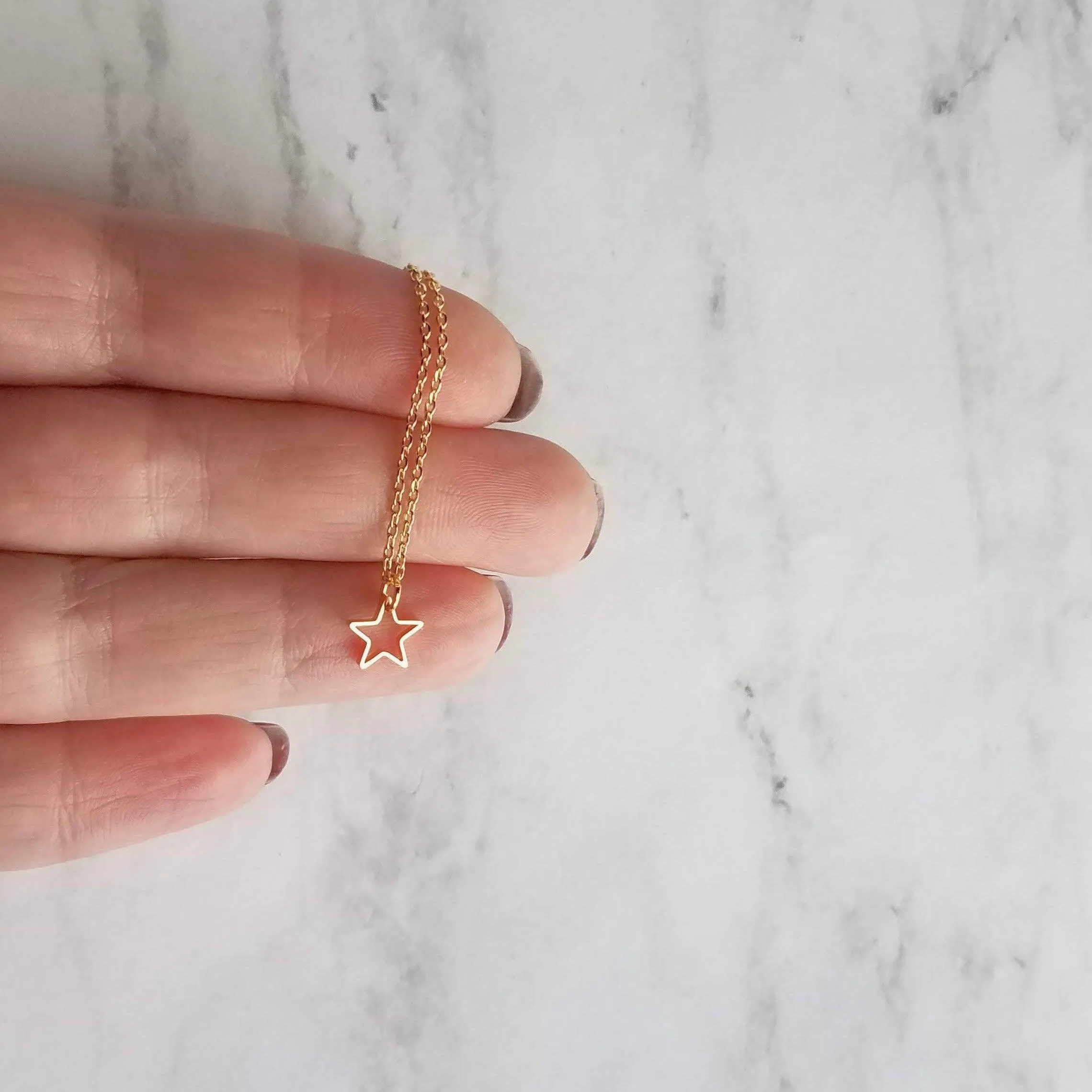 Gold Star Necklace, small star necklace, little star necklace, star outline, open star necklace, star pendant, superstar necklace, golden
