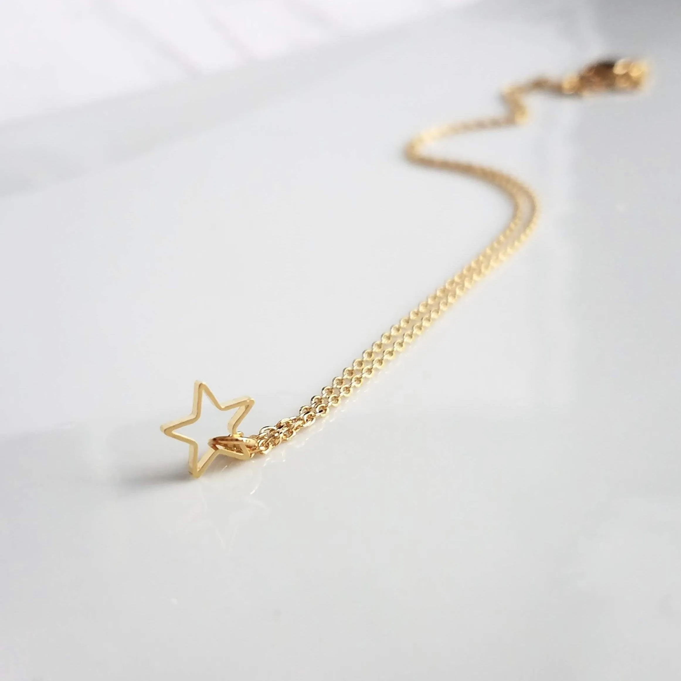 Gold Star Necklace, small star necklace, little star necklace, star outline, open star necklace, star pendant, superstar necklace, golden