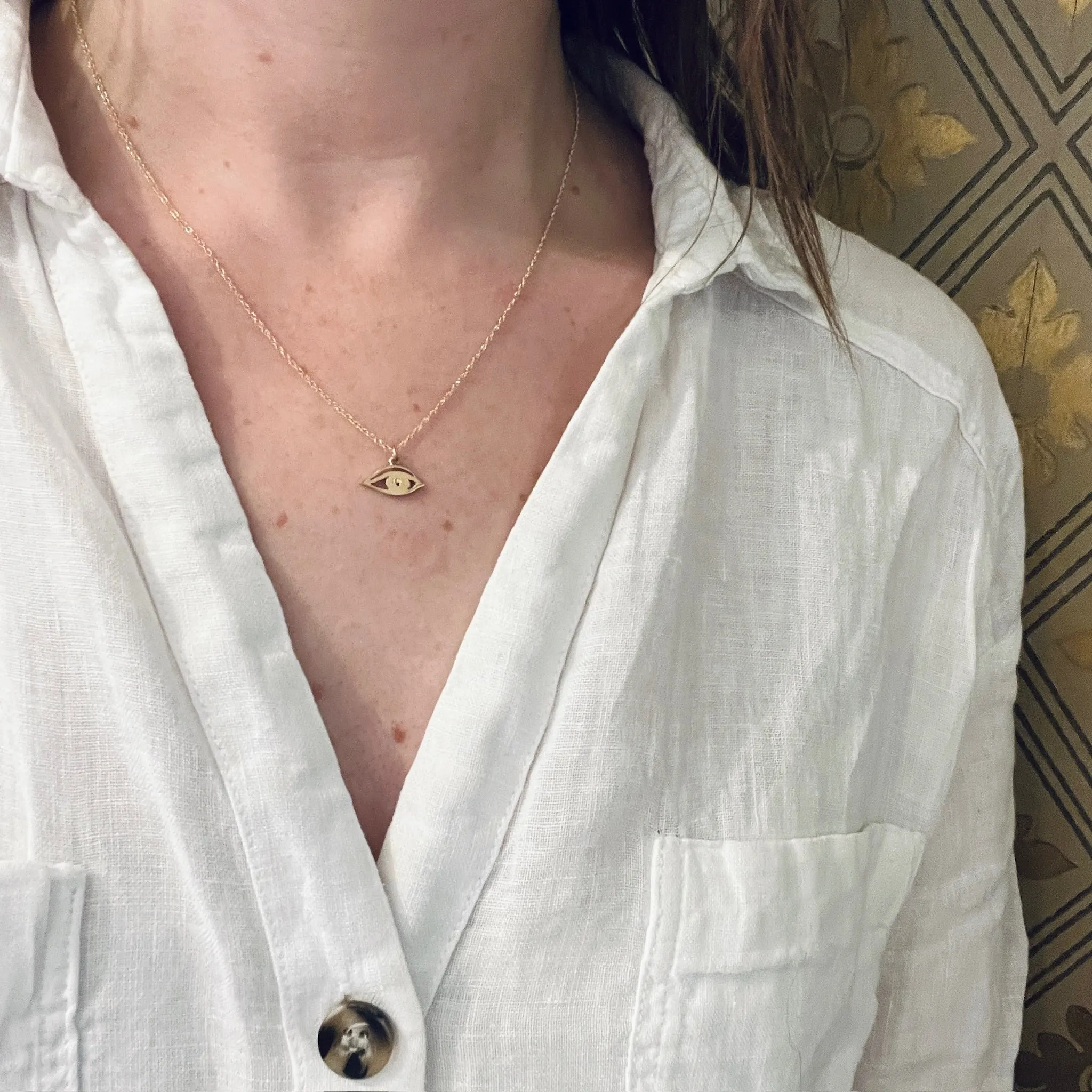 Golden Eye with Diamond Twinkle Charm Necklace