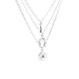 Good Luck Charms Pendant Stacked Necklace 17 inches Silver Plated