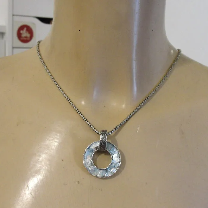 Hadar Designers Roman glass pendant 925 sterling silver handmade (as 507414)