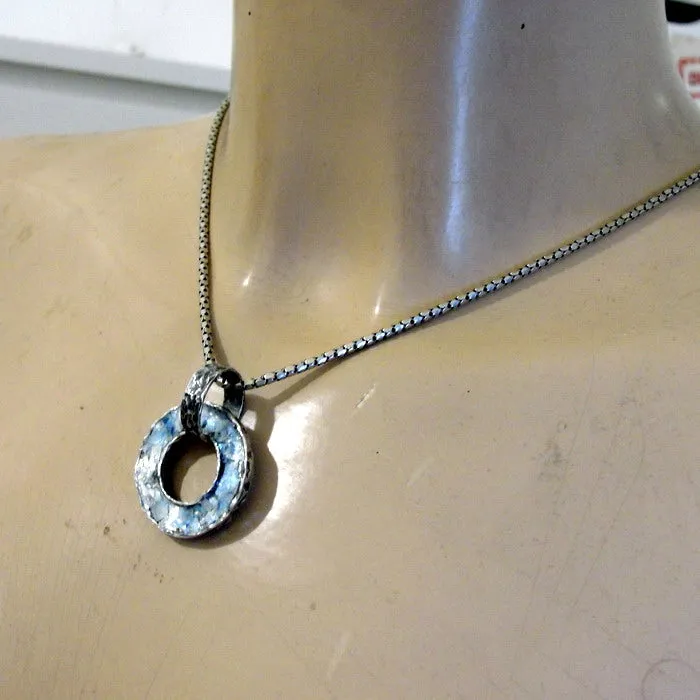 Hadar Designers Roman glass pendant 925 sterling silver handmade (as 507414)
